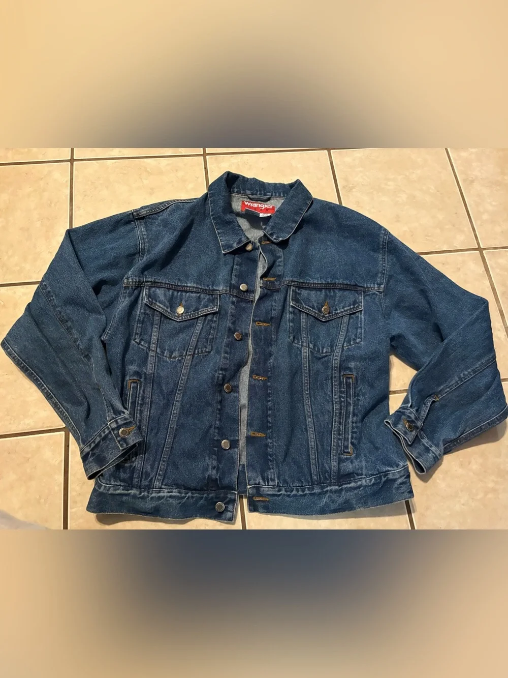 Vintage Wrangler Hero Jacket Large Blue Denim Jean Trucker Mens Y2k Western